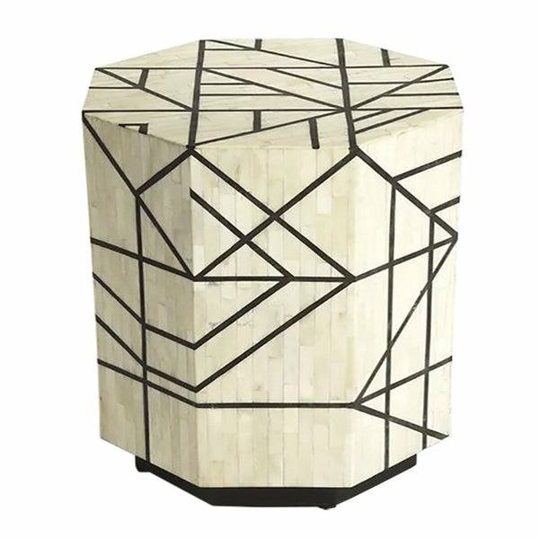Bone Inlay Black Stripe Beistelltisch, Bone Inlay Beistelltisch achteckig, Bone Inlay Sofatisch, Bone Inlay achteckiger Hocker