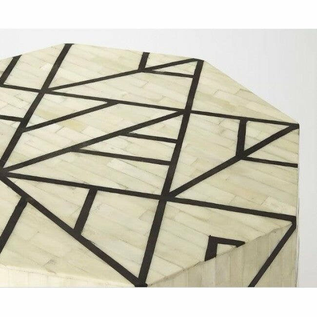 Bone Inlay Black Stripe Beistelltisch, Bone Inlay Beistelltisch achteckig, Bone Inlay Sofatisch, Bone Inlay achteckiger Hocker
