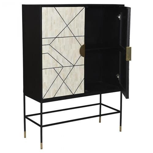 Armoire de bar à incrustation d'os noire, armoire de bar designe à incrustation d'os, console à incrustation d'os, meubles à incrustation d'os