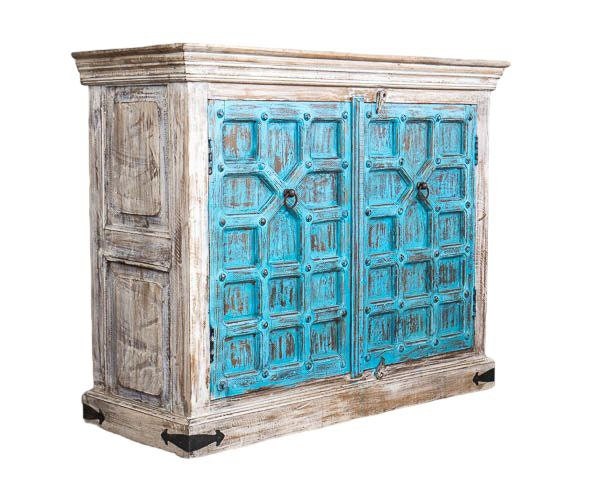 Buffet en bois fait à la main, unités de rangement d’armoires, finition en bois massif indien en détresse, meubles de chambre à coucher de salon, grand buffet