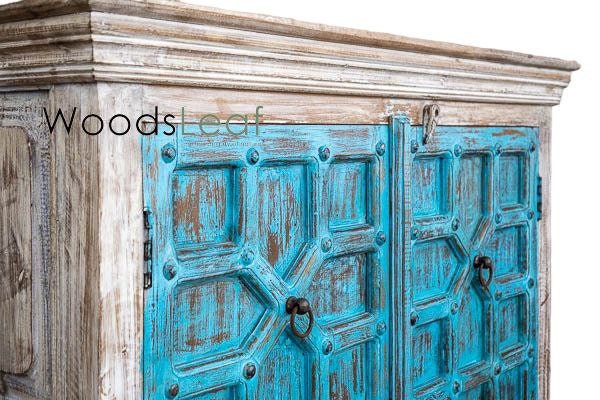 Buffet en bois fait à la main, unités de rangement d’armoires, finition en bois massif indien en détresse, meubles de chambre à coucher de salon, grand buffet