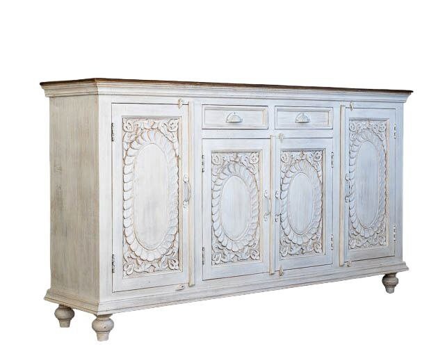 Buffet sculpté à la main, unités de rangement d’armoire, finition en bois massif indien en détresse, meubles de chambre à coucher de salon, buffet sculpté à la main