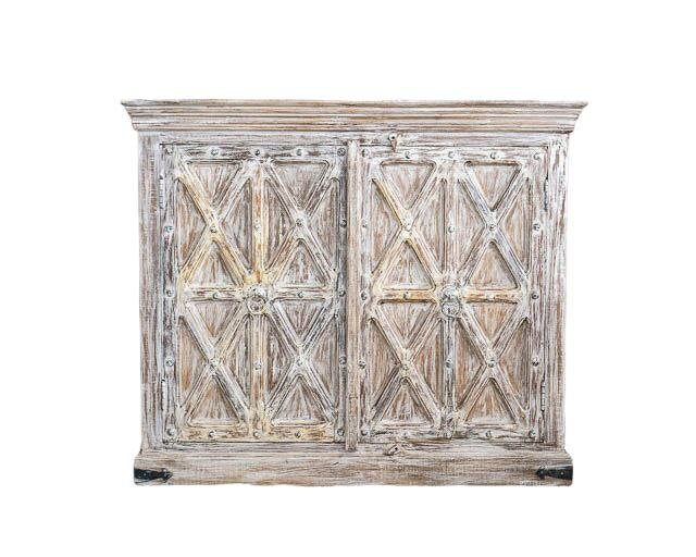 Buffet en bois fait main, unités de rangement d’armoire, finition en bois massif indien en détresse, meubles de chambre à coucher de salon, grand buffet 2 portes