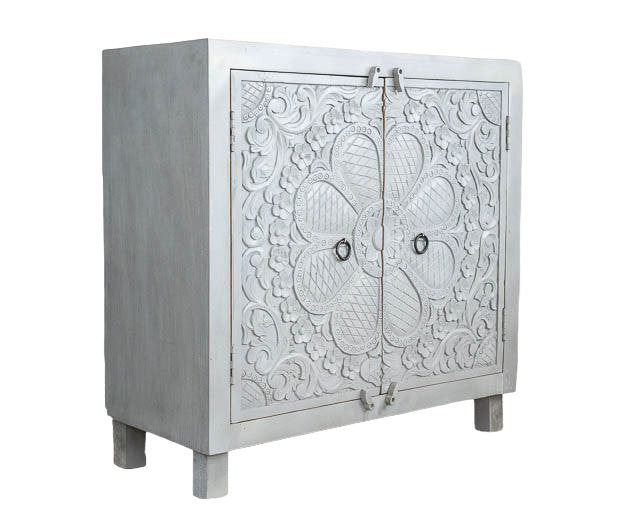 Finition en détresse, meubles de chambre à coucher de salon, buffet sculpté, buffet sculpté de fleurs à la main, unités de rangement d’armoire, bois massif indien