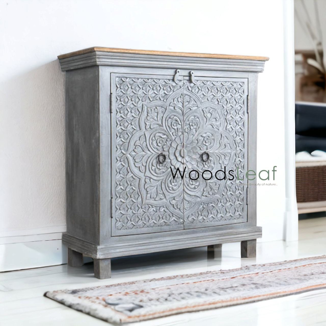 Armoire Jali de panneau latéral antique en bois, panneau latéral d’armoire sculpté, meubles de salon, grande armoire sculptée à la main, décor artistique