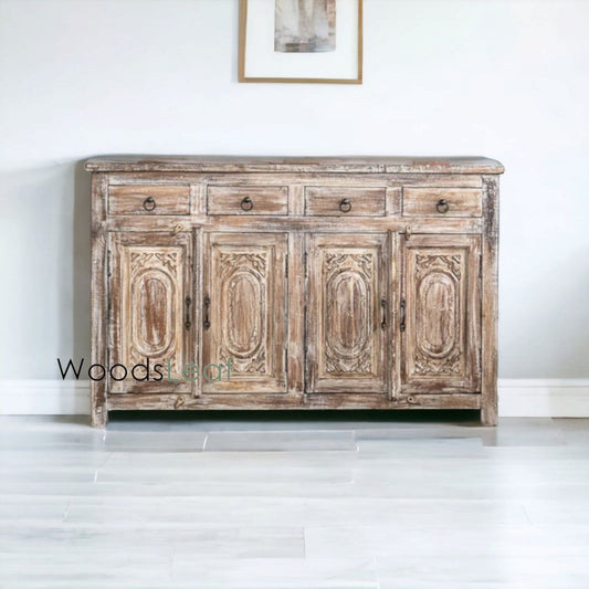 Armoire latérale antique en bois, planche latérale d’armoire sculptée, meubles de salon, grande armoire sculptée à la main, décor artistique