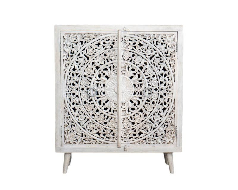Finition en détresse, meubles de chambre à coucher de salon, buffet sculpté, buffet sculpté de fleurs à la main, unités de rangement d’armoire, bois massif indien
