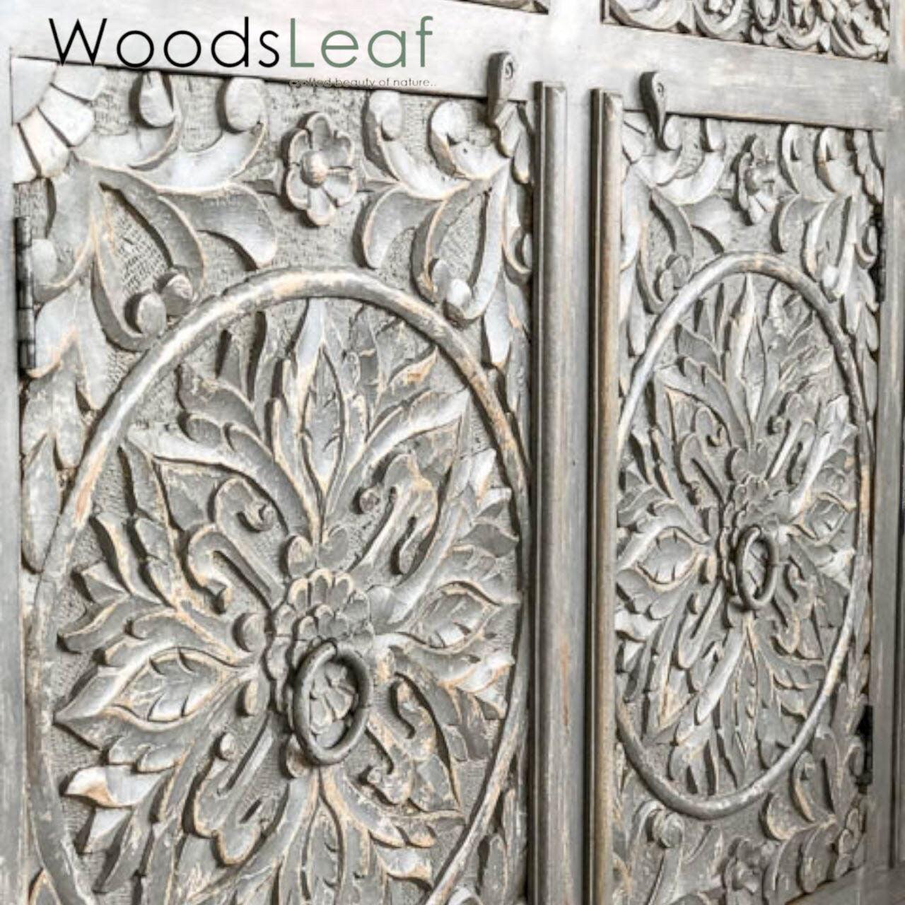 Finition en détresse, meubles de chambre à coucher de salon, buffet sculpté, buffet sculpté de fleurs à la main, unités de rangement d’armoire, bois massif indien