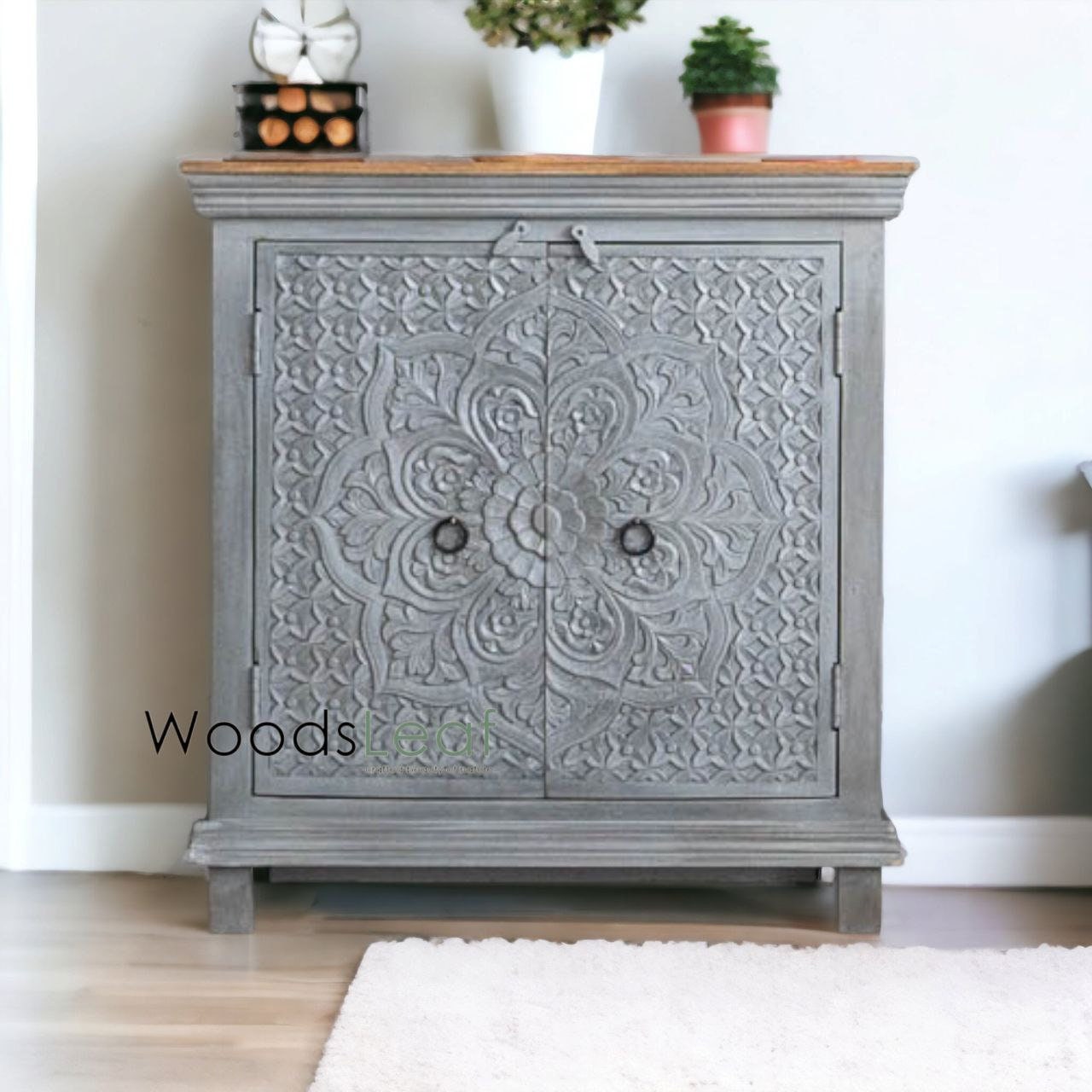 Armoire Jali de panneau latéral antique en bois, panneau latéral d’armoire sculpté, meubles de salon, grande armoire sculptée à la main, décor artistique