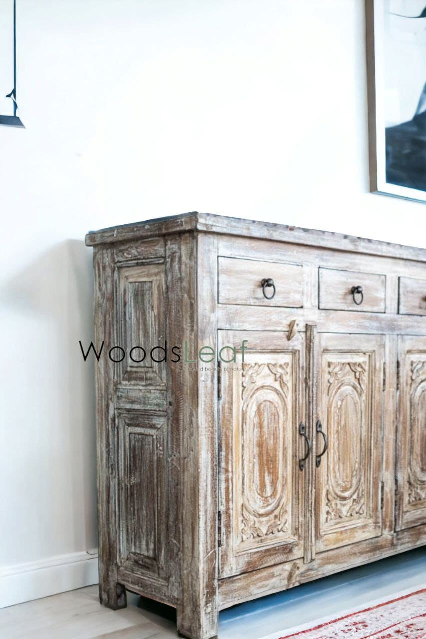 Armoire latérale antique en bois, planche latérale d’armoire sculptée, meubles de salon, grande armoire sculptée à la main, décor artistique