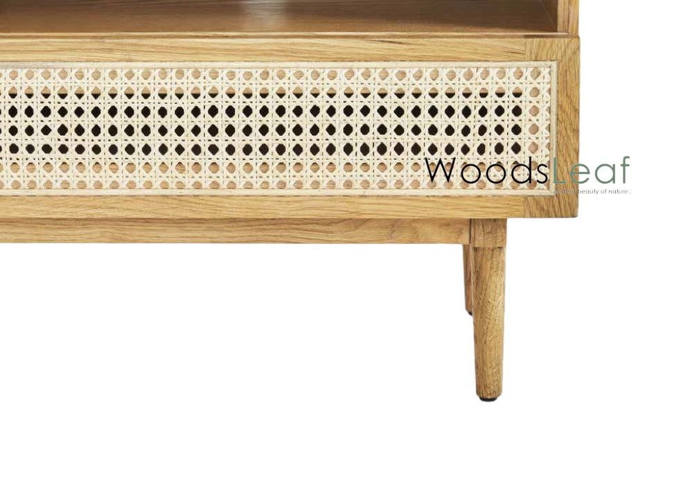 Console de télévision en canne naturelle faite à la main, porte en bois, décoration intérieure en bois de manguier, finition naturelle, meubles indiens/Tvc/unité TV