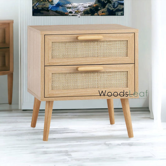 Table de chevet en canne naturelle faite à la main / Table de chevet / Tiroir en bois Décoration intérieure Bois de manguier Finition naturelle Meubles indiens