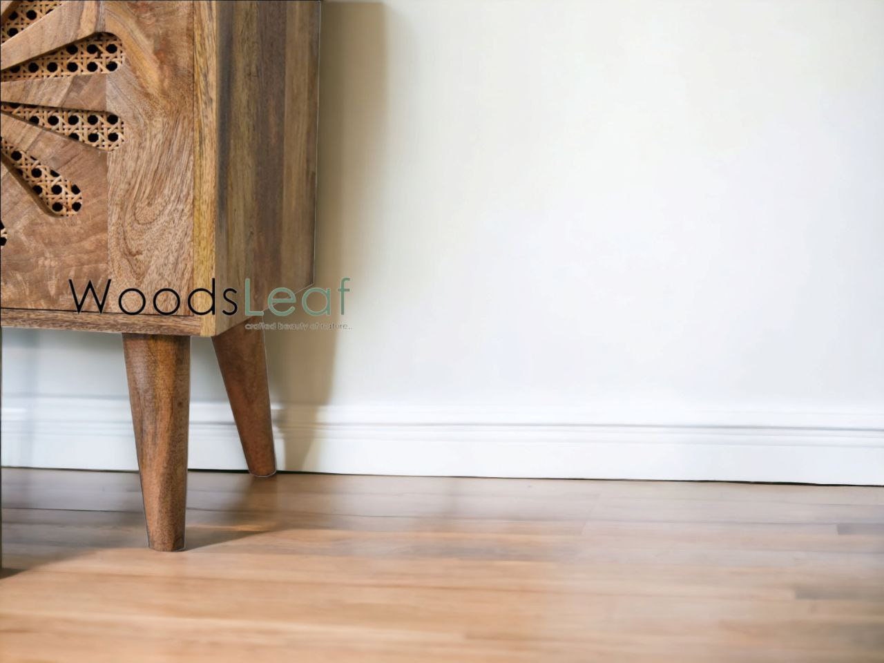 Table de chevet en canne naturelle faite à la main / Table de chevet / Porte en bois Décoration intérieure Bois de manguier Finition naturelle Meubles indiens