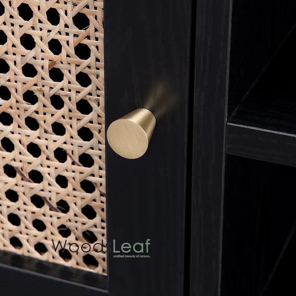 Console de télévision en canne naturelle faite à la main, porte en bois, décoration intérieure en bois de manguier, finition naturelle, meubles indiens/Tvc/unité TV