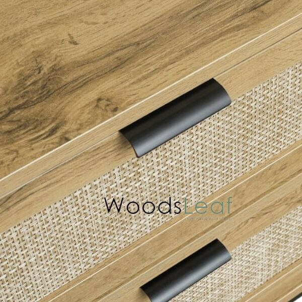 Console de télévision en canne naturelle faite à la main, porte en bois, décoration intérieure en bois de manguier, finition naturelle, meubles indiens/Tvc/unité TV