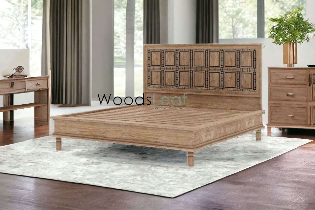 Lit en bois massif fait à la main | Lit à panneaux | Tête de lit en bois massif | Tête de lit à panneaux | Lit de taille personnalisée
