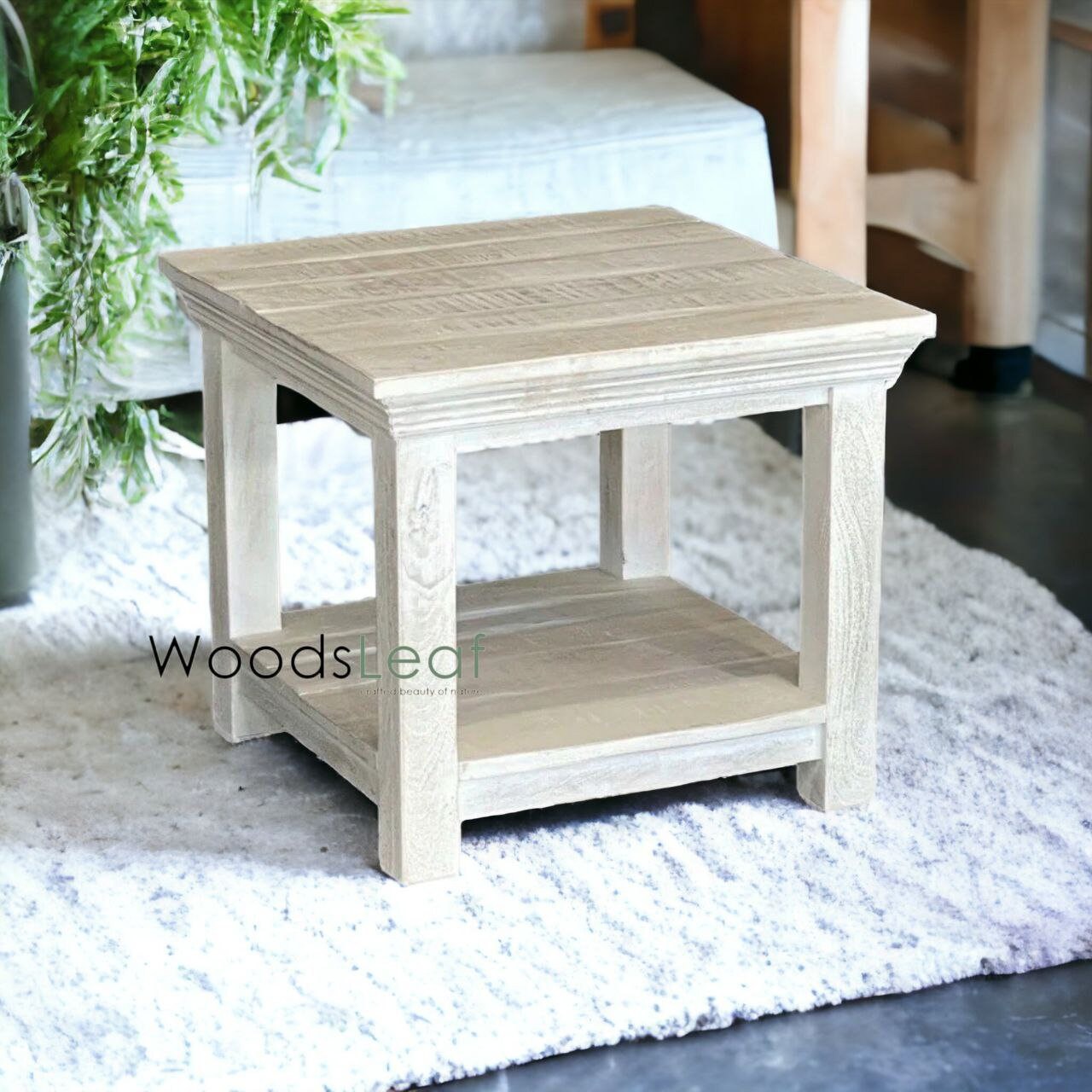 Meubles anciens Table en bois Table d'appoint Meubles en bois de manguier Design Finition vieillie