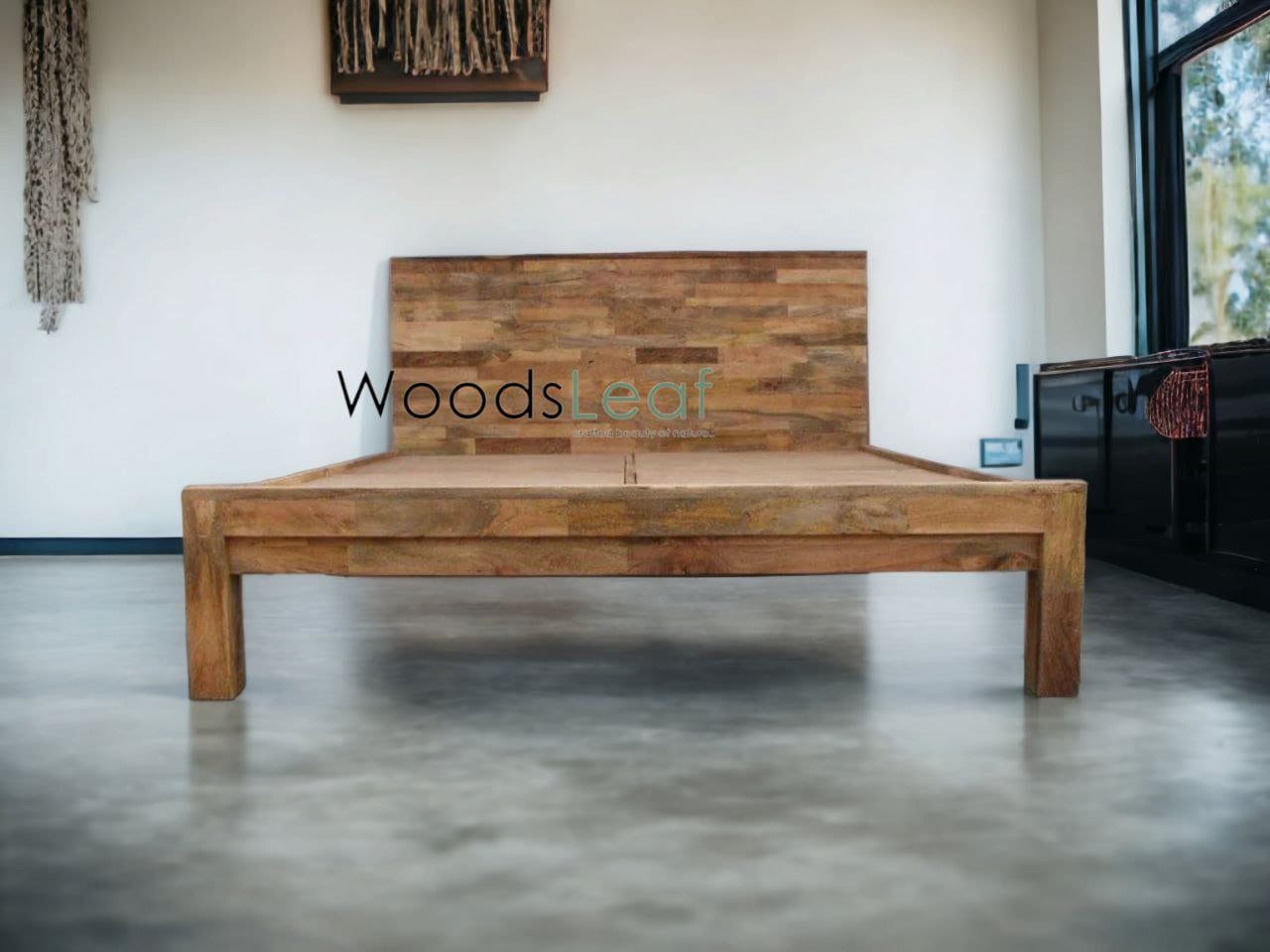 Lit en bois massif fait à la main | Lit à panneaux | Tête de lit en bois massif | Tête de lit à panneaux | Lit de taille personnalisée | Finition naturelle
