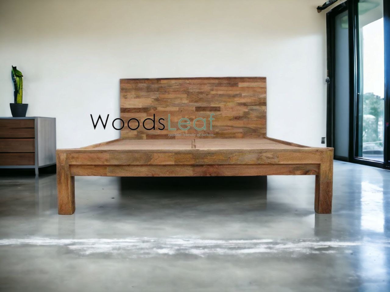 Lit en bois massif fait à la main | Lit à panneaux | Tête de lit en bois massif | Tête de lit à panneaux | Lit de taille personnalisée | Finition naturelle