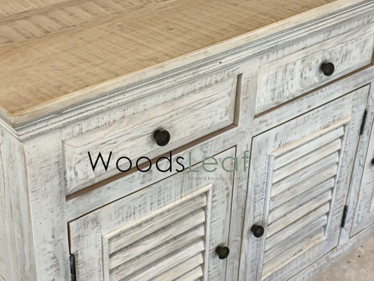 Buffet sculpté à la main, unités de rangement d’armoires, finition en bois massif indien en détresse, meubles de chambre à coucher de salon, buffet sculpté à la main