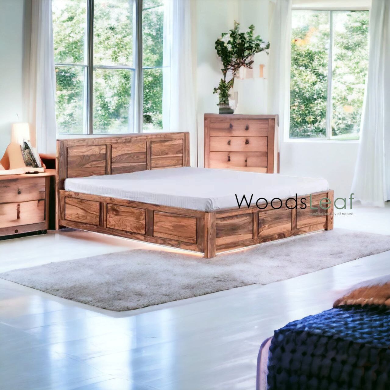 Lit en bois massif fait à la main | Lit à panneaux | Tête de lit en bois massif | Tête de lit à panneaux | Lit de taille personnalisée | Finition naturelle