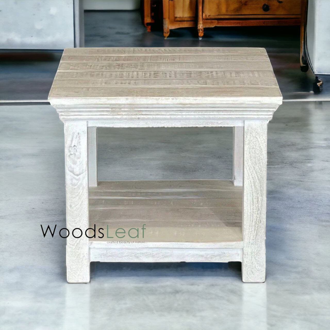 Meubles anciens Table en bois Table d'appoint Meubles en bois de manguier Design Finition vieillie