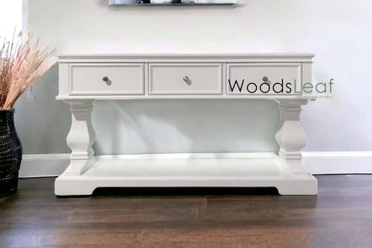 Table de console d’inspiration vintage/Console rustique en bois/Console indienne sculptée/Décor d’entrée complexe/Table de console en détresse