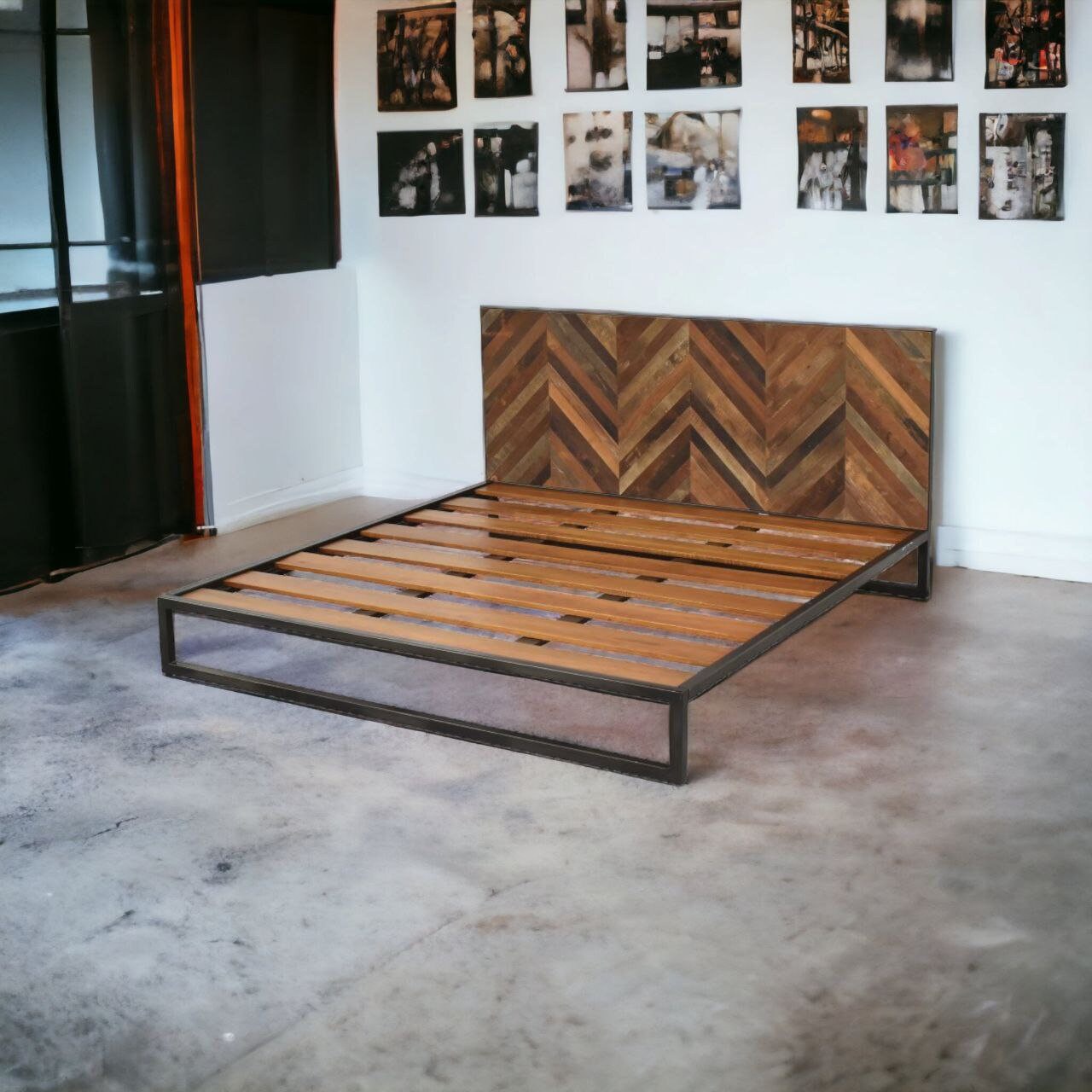 Handgefertigtes Massivholzbett | Panel-Bett | Bettkopfteil aus Massivholz | Panel Bettkopfteil | Bett in Sondergröße | Natürliches Finish