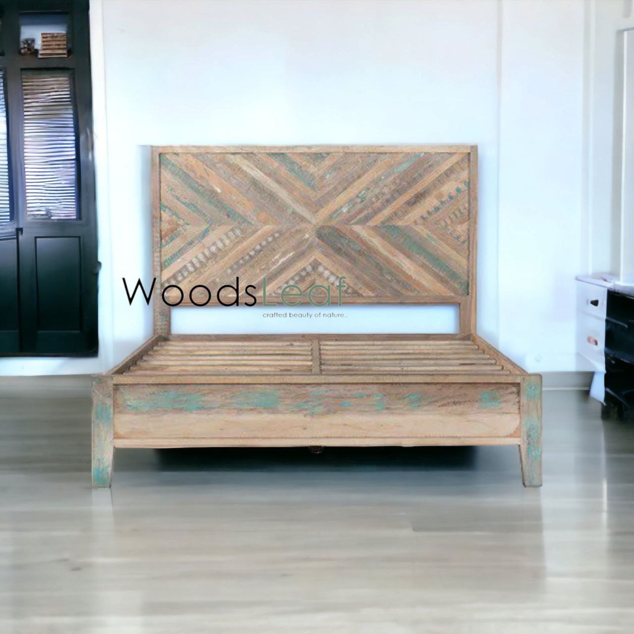 Lit en bois massif fait à la main | Lit à panneaux | Tête de lit en bois massif | Tête de lit à panneaux | Lit de taille personnalisée | Bois rustique au fini naturel