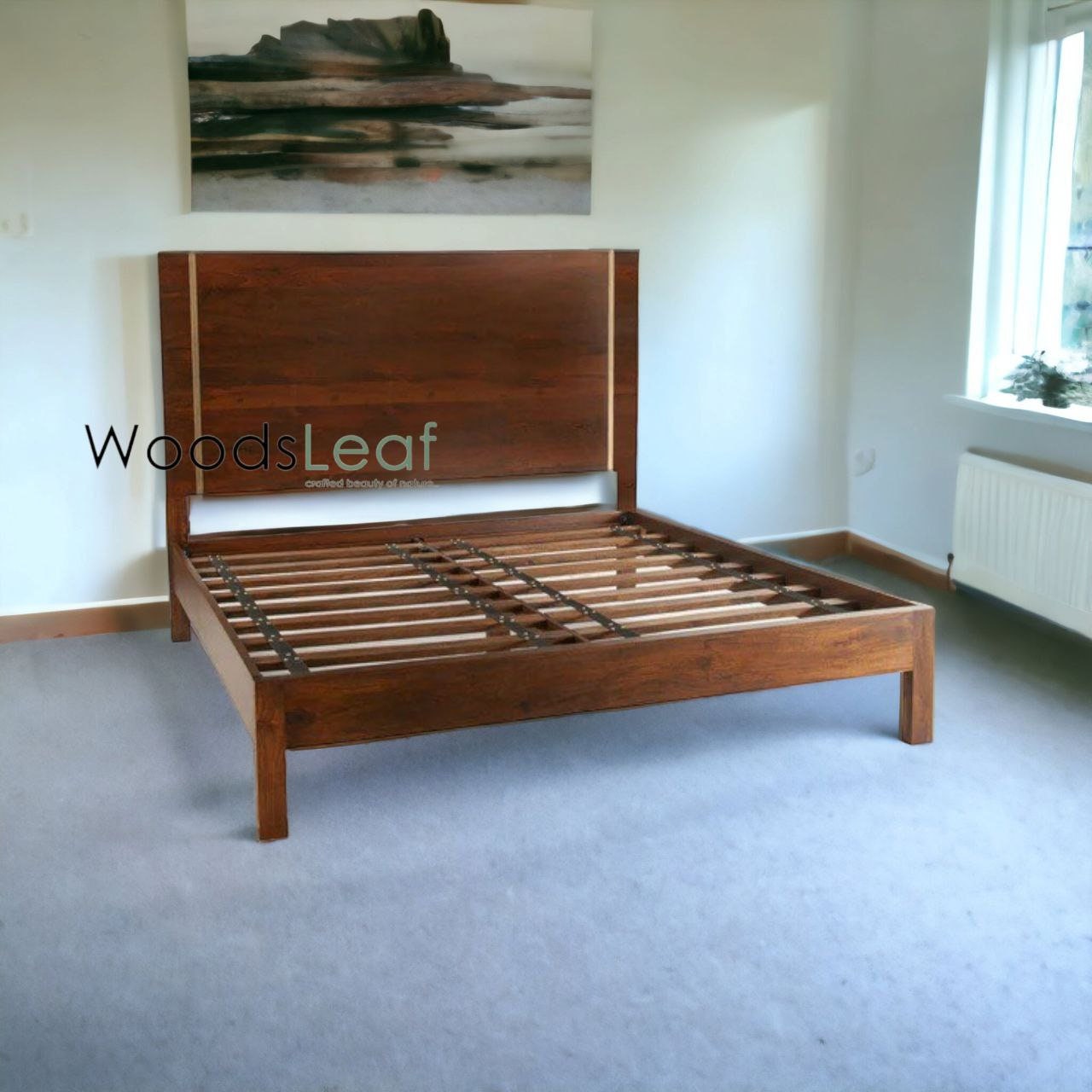 Tête de lit à panneaux | Lit de taille personnalisée | Lit en bois massif fait main au fini naturel | Lit à panneaux | Tête de lit en bois massif