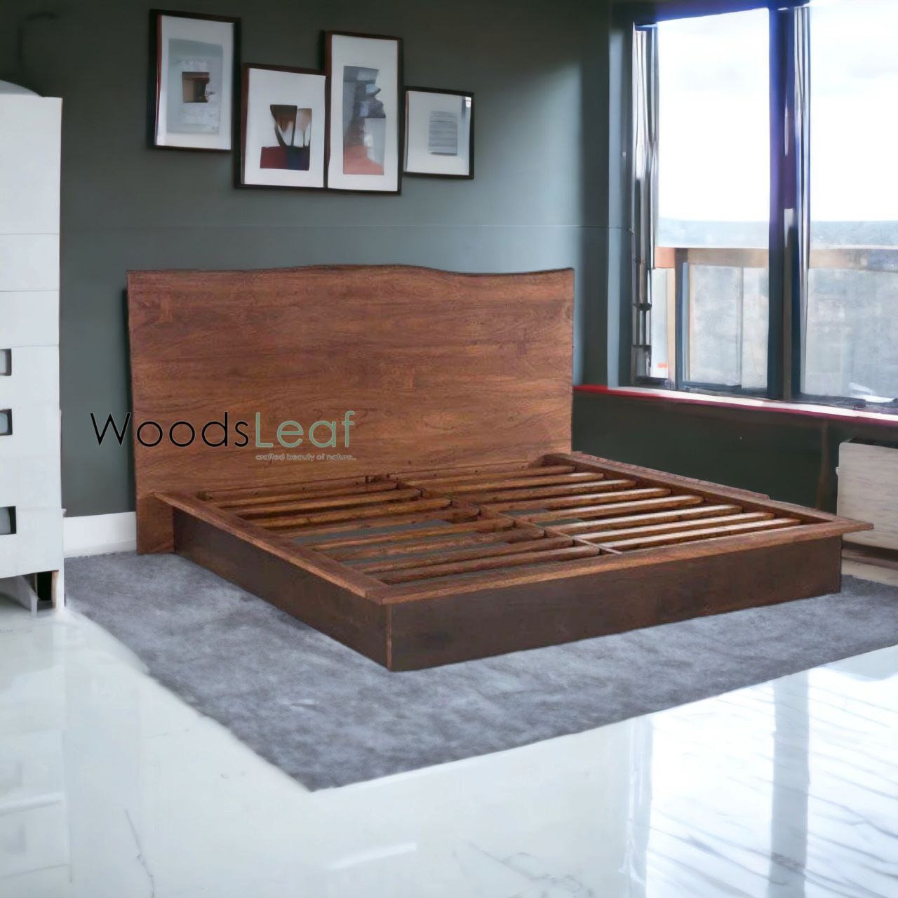 Lit en bois massif fait à la main | Lit à panneaux | Tête de lit en bois massif | Tête de lit à panneaux | Lit de taille personnalisée | Finition naturelle