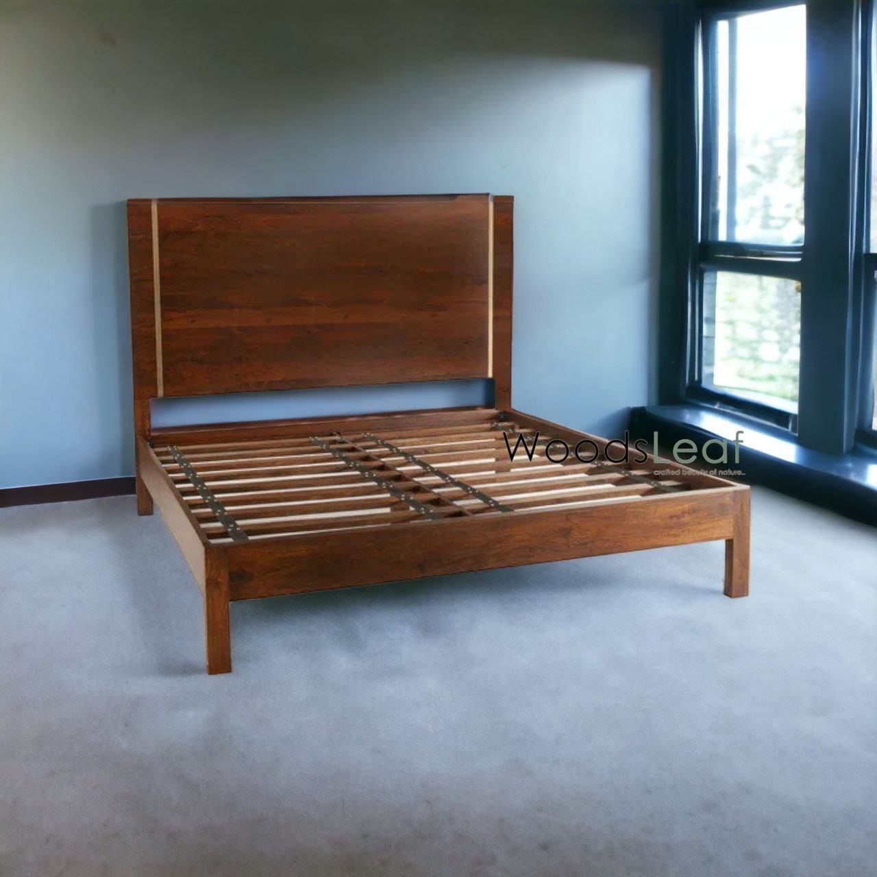 Tête de lit à panneaux | Lit de taille personnalisée | Lit en bois massif fait main au fini naturel | Lit à panneaux | Tête de lit en bois massif