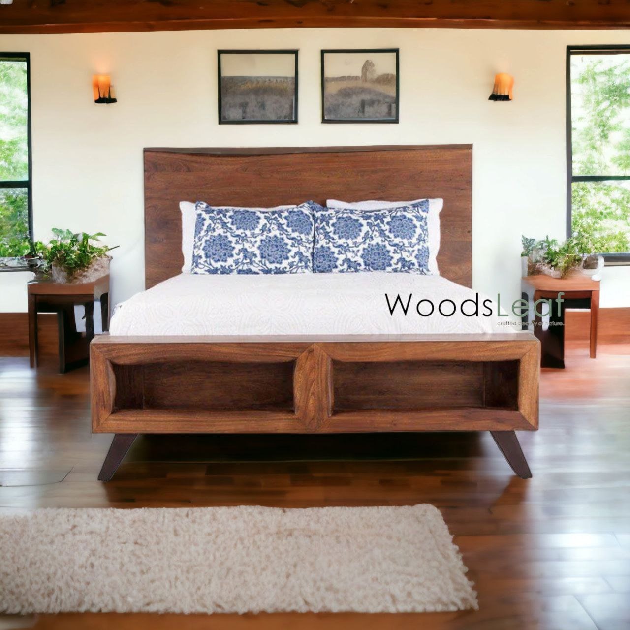 Tête de lit à panneaux | Lit de taille personnalisée | Lit en bois massif fait main au fini naturel | Lit à panneaux | Tête de lit en bois massif