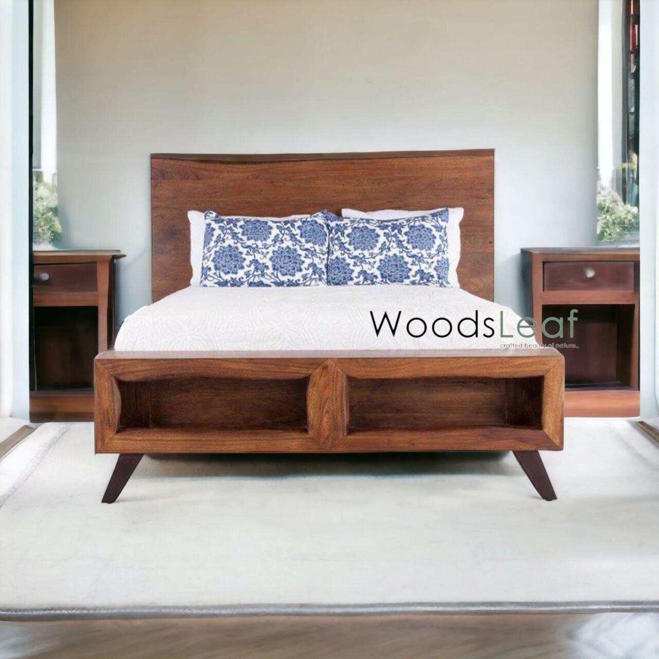 Tête de lit à panneaux | Lit de taille personnalisée | Lit en bois massif fait main au fini naturel | Lit à panneaux | Tête de lit en bois massif