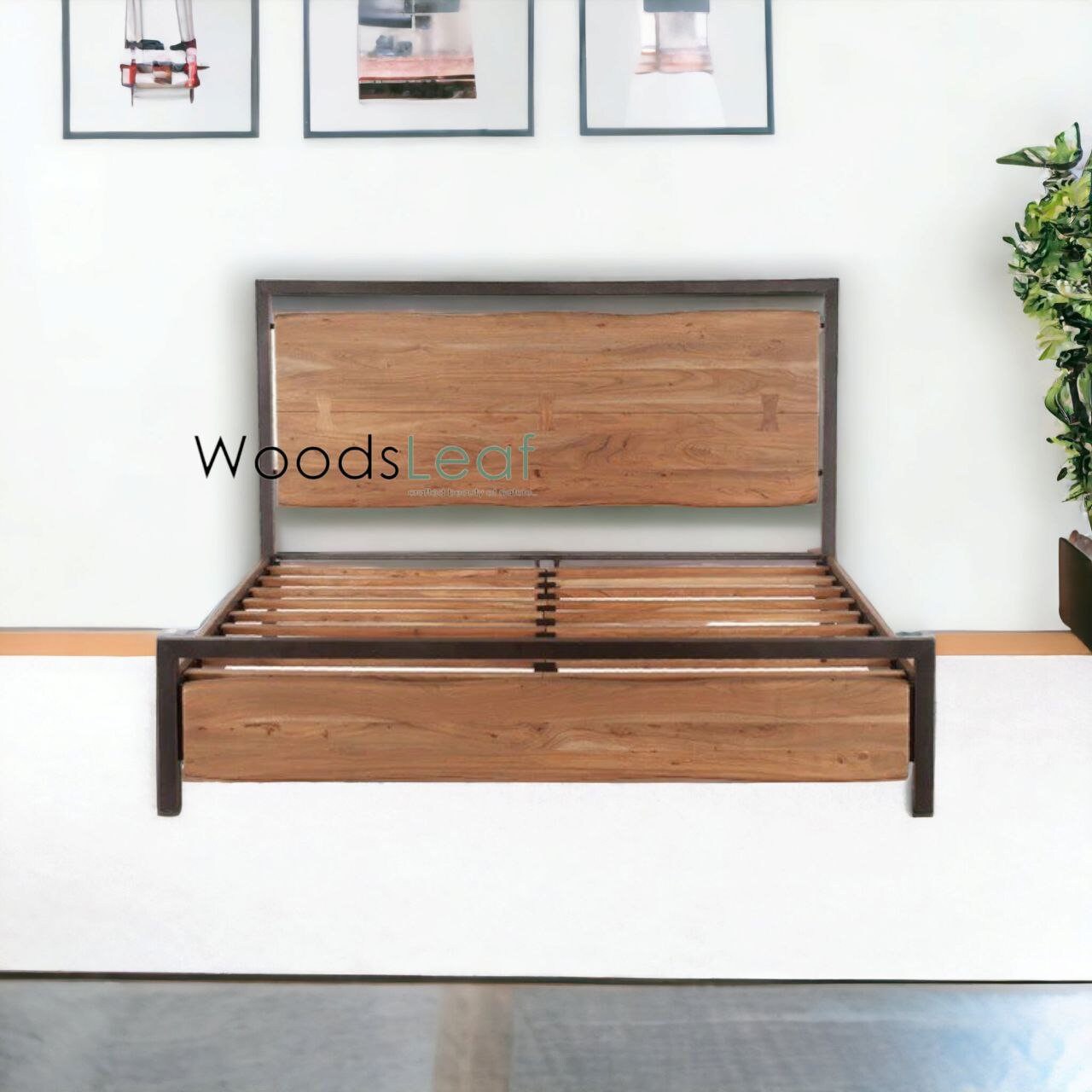 Lit en bois massif fait à la main | Lit à panneaux | Tête de lit en bois massif | Tête de lit à panneaux | Lit de taille personnalisée | Finition naturelle