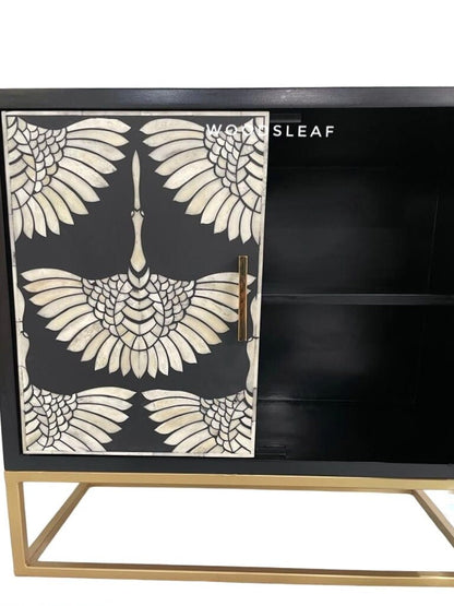 Swan Bone Inlay Bar Cabinet