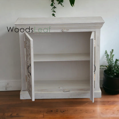 Handgefertigtes Holz-Sideboard, Schrank-Aufbewahrungseinheiten, indisches Massivholz-Distressed-Finish, Wohnzimmer-Schlafzimmer-Möbel, großes Sideboard