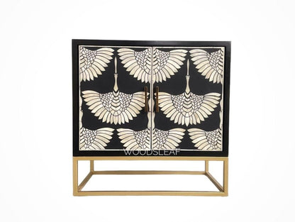 Swan Bone Inlay Bar Cabinet